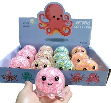 New Luminous Octopus Foam Octopus Air Ball Squid with Light Vent Octopus Liquid-Free TPR Decompression Toy