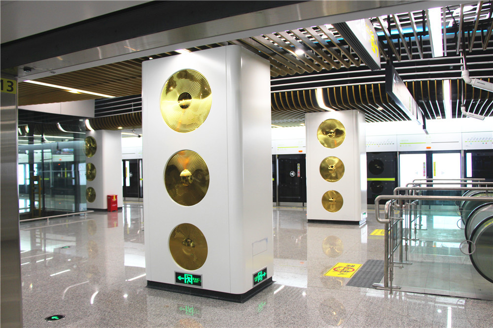 地铁站室内不锈钢仿铜雕塑 室内纯铜金属装饰 市政项目不锈钢包柱