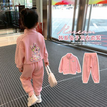 女童运动套装儿童2323款秋冬卫衣加绒女孩韩版网红春秋两件套外穿