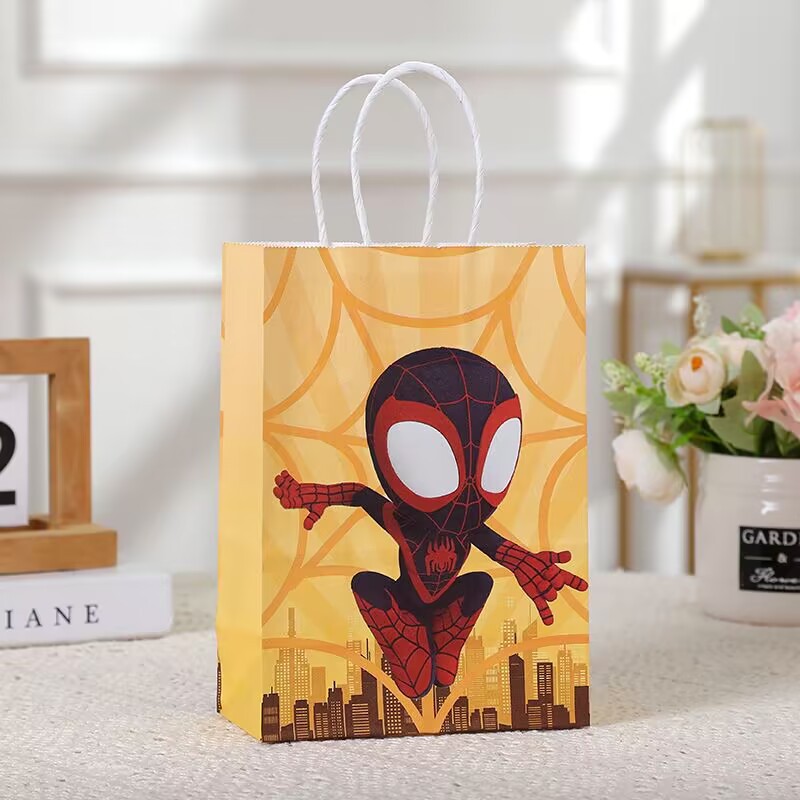 Spider-Man Packaging Bag Superhero Tote Bag Party Gift Gift Bag Kraft Paper Bag Cartoon Shopping Bag