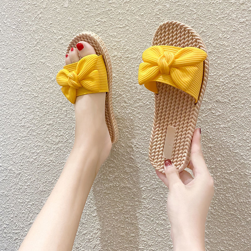 Slippers Slippers Women's Summer Outdoor Wear Autumn Fashion Bowknot New Internet Hot Korean Style Versatile Non-Slip Sandals
