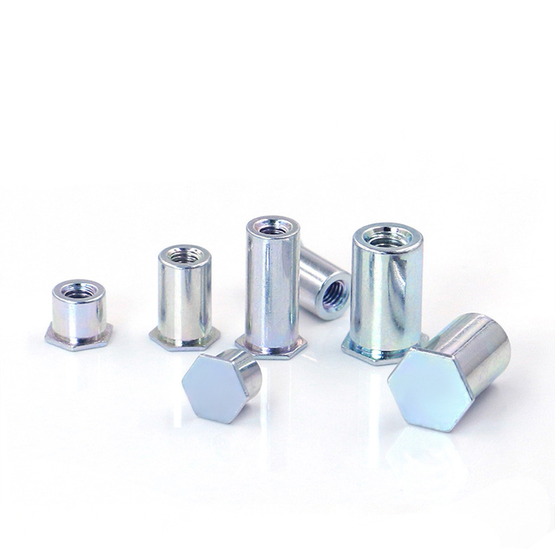 直销bso镀锌盲孔压铆螺母柱镀锌11底孔m8-10-25长不通孔压板螺套