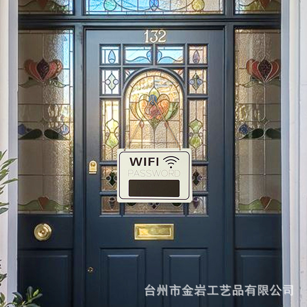 现货跨境欧式wifi现代简约木质个性提示挂牌咖啡田园家居挂饰木片