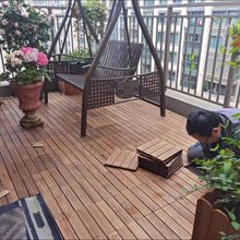 新款露台花园庭院室内防水阳台地面拼装纯实木防腐木地板户外碳