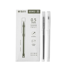 晨光文具本味透明杆拔帽款全针管笔尖中性笔0.5黑色水笔AGPB5902