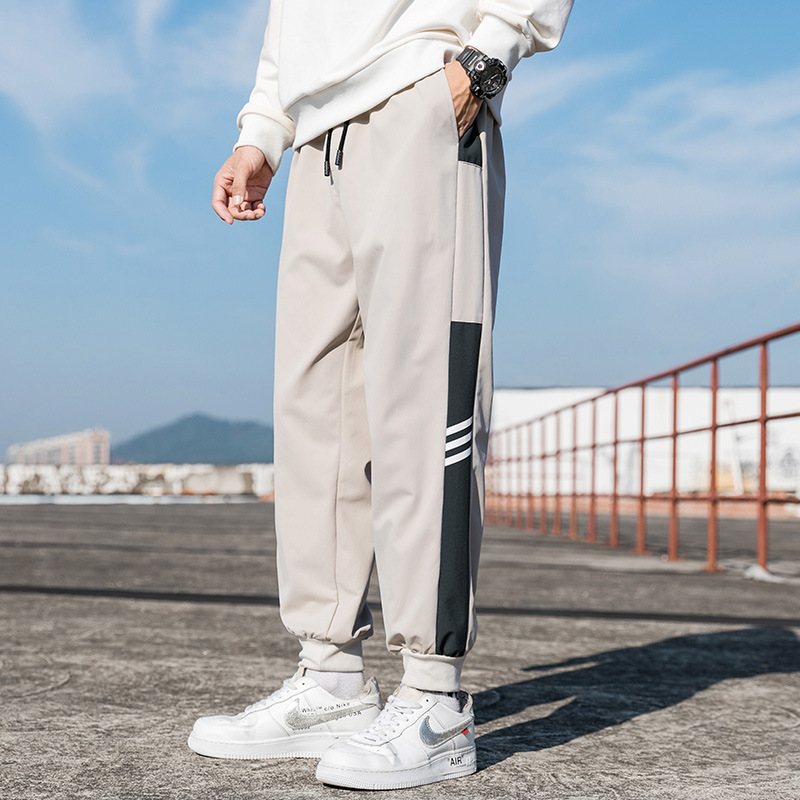 Pants Men's 2024 Spring and Autumn Sports Casual Pants Men's Fashion Brand Ankle Banded Cropped Men's Loose Cargo Pants Men's Pants