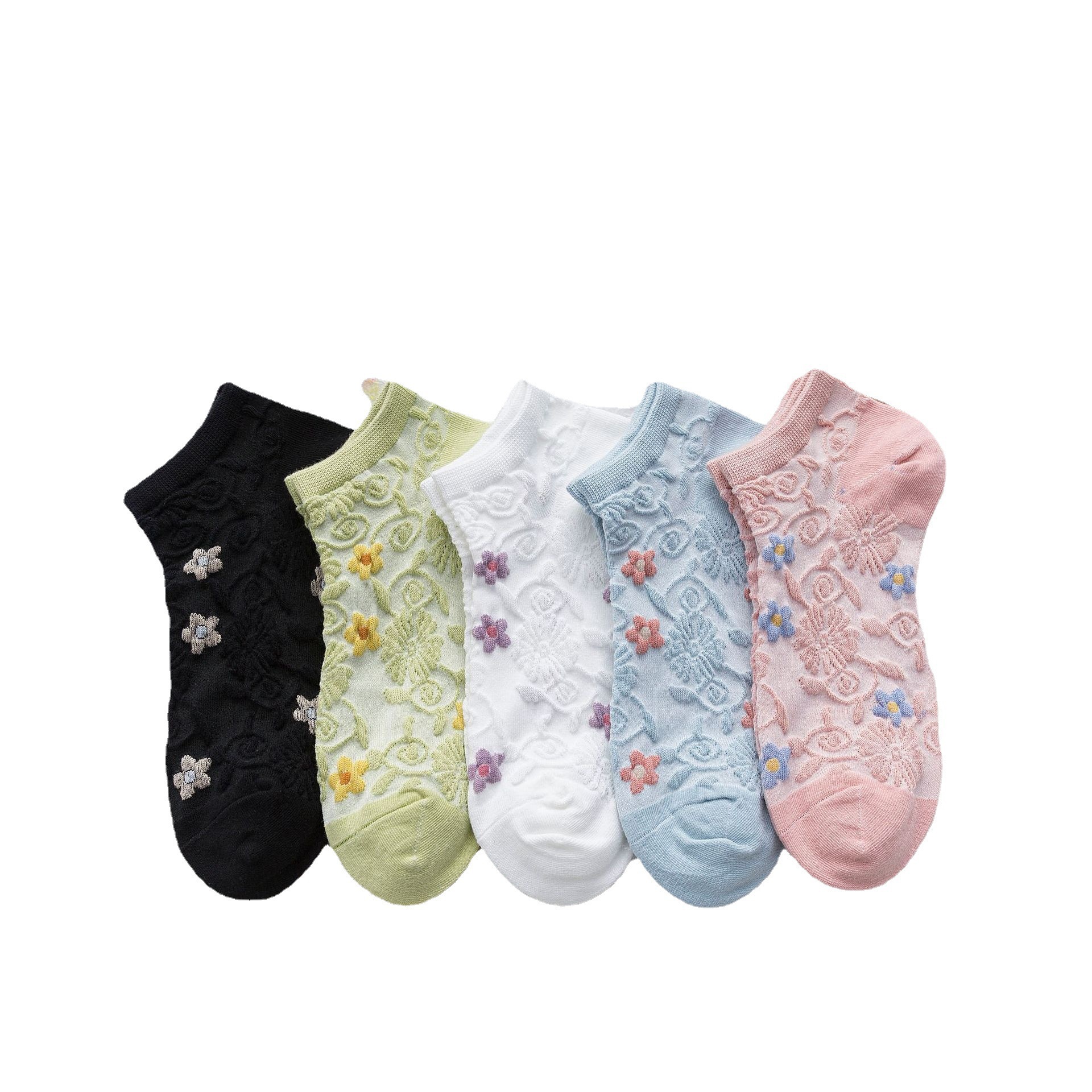 袜子女春夏季女袜学院风日系ins潮袜文艺复古立体花型浅口女短袜