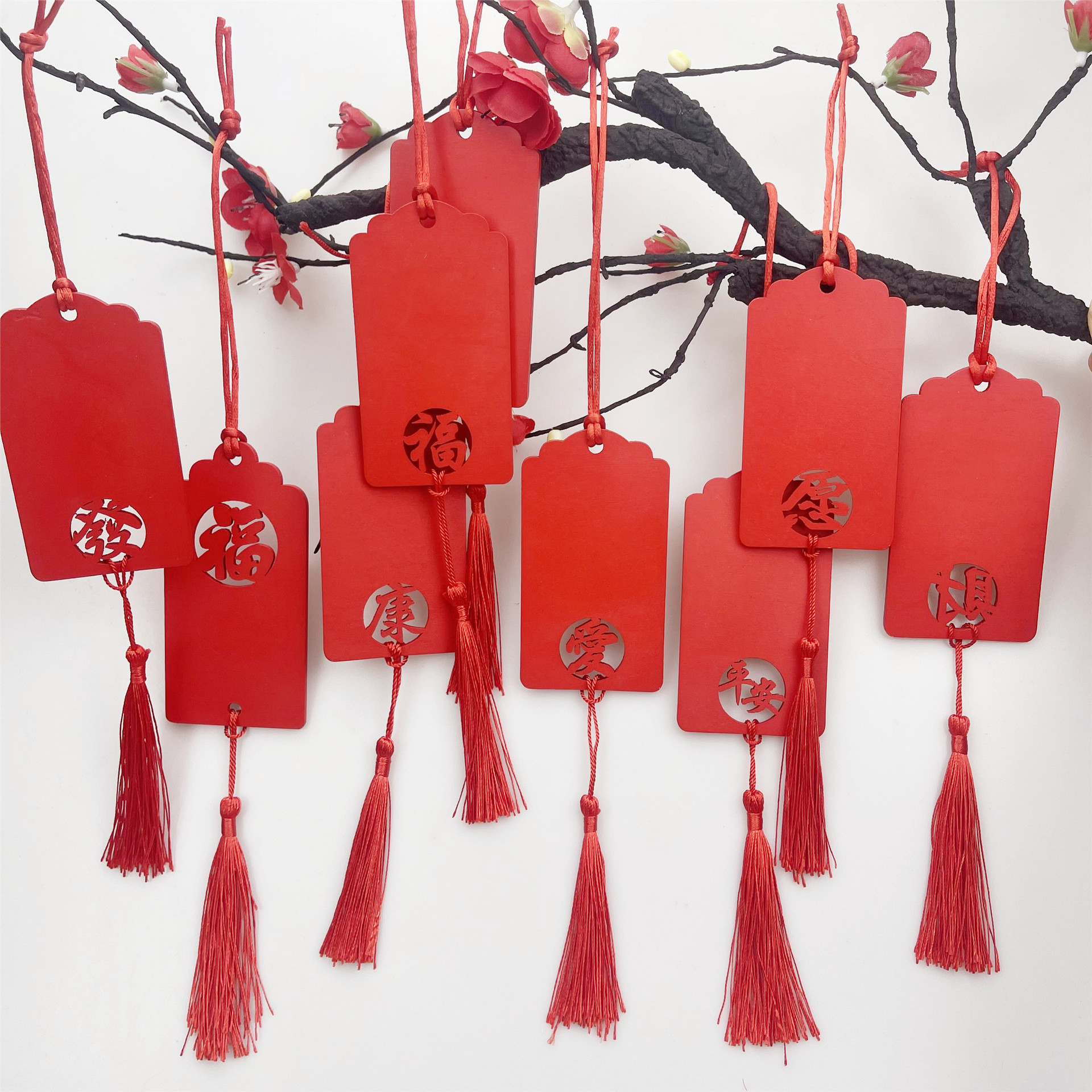 木质红色许愿牌心愿卡手写贺卡木吊牌活动装饰牌刻字民宿装饰木牌