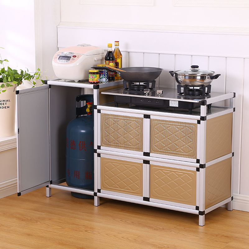 灶台柜橱柜一体不锈钢碗柜厨房柜子简易碗柜经济型煤气柜家用租房