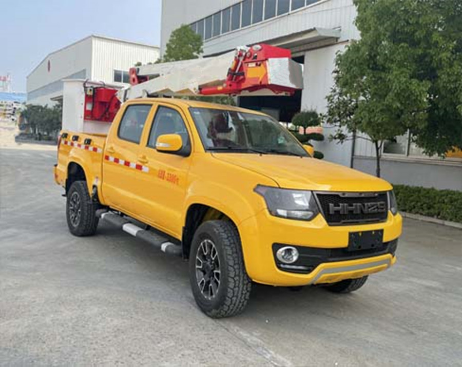 国六黄海皮卡高空作业车 电力抢修高空车图片 路灯抢修车视频