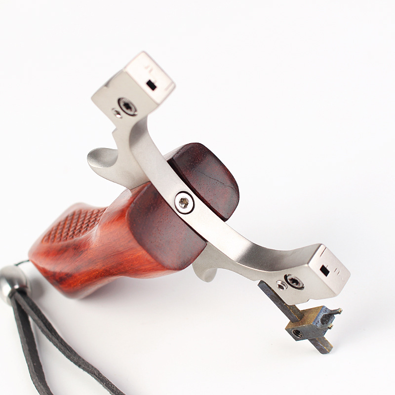 弓痴ttf钛合金弹弓紫檀木手柄不锈钢失手绳带瞄具