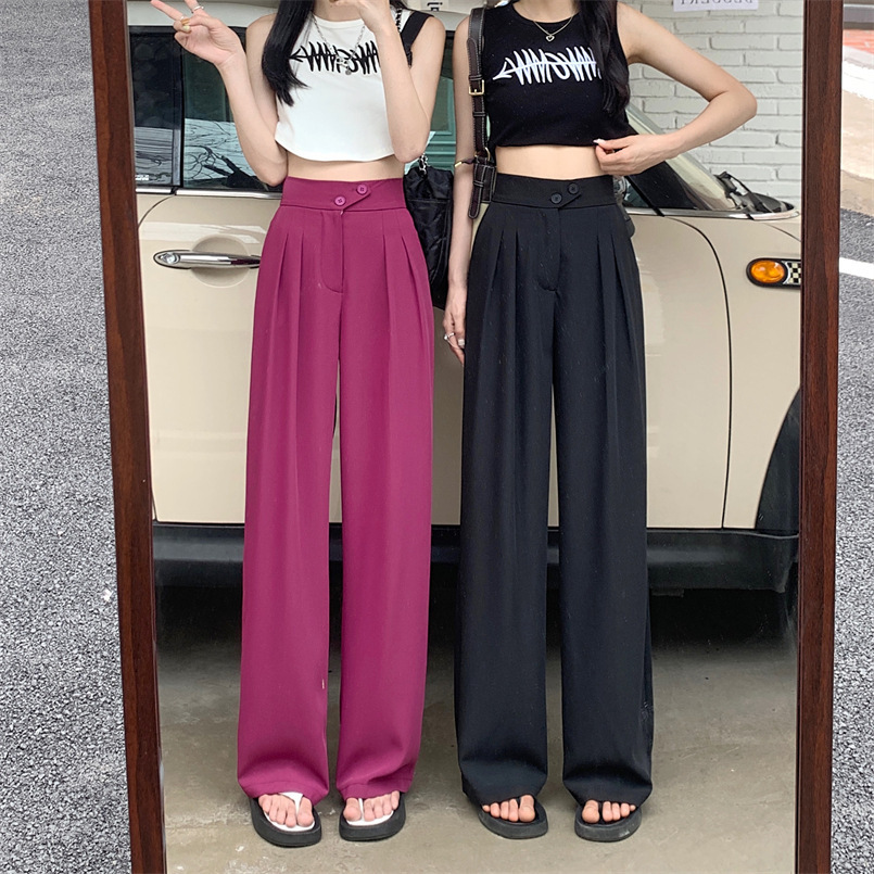 Suit Pants Wide-Leg Pants Women's Summer High Waist Drooping Slimming Versatile Casual Loose Mop Thin Straight Suit Pants