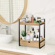 实木浴室置物架卫生间台面化妆品整理架双层厨房调料架木质收纳架