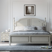 复古简约美式实木床 木质1.5米单人床橡胶木1.8米主卧婚床双人床