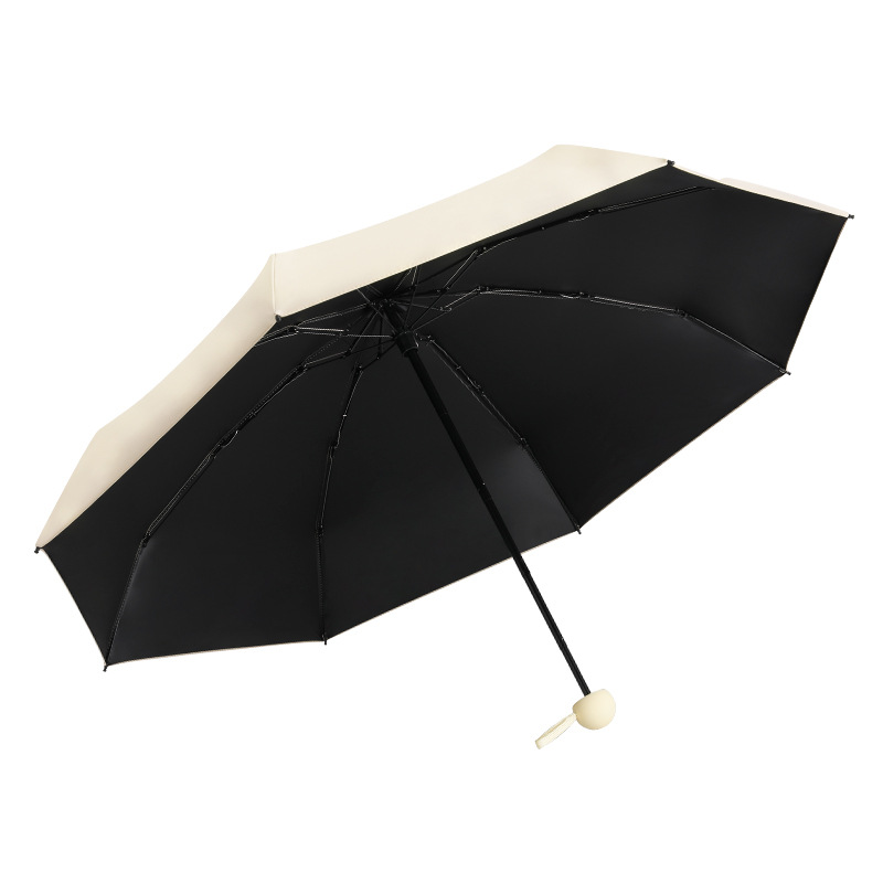 Five-Fold Umbrella Rain and Rain Dual-Use Ultra-Light Vinyl Sun Umbrella Portable Capsule Pocket Sun Umbrella Advertising Custom Logo
