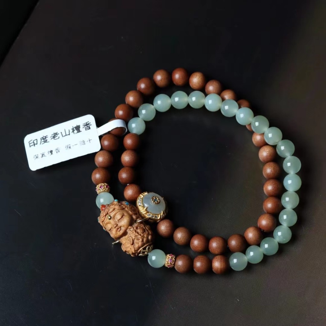 Live Broadcast Supply Indian Old Sandalwood Bracelet Buddha Beads Sandalwood Mother Natural Sandalwood Original Design for Men and Women