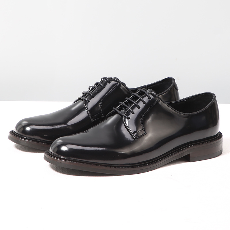 复古男鞋新款英伦风漆皮商务休闲亮皮鞋男士潮流韩版德比鞋耐磨厚