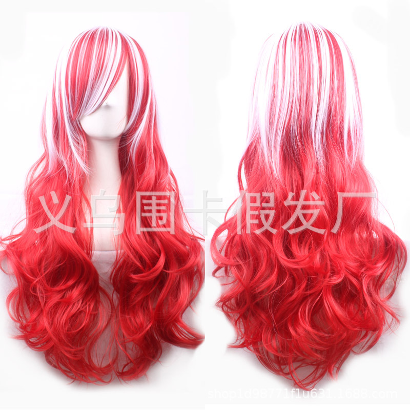 European and American Color Universal Cos Wig Full-Head Wig Foreign Trade Bangs Wig Sheath Women's Long Curly Hair Big Wave Lolita