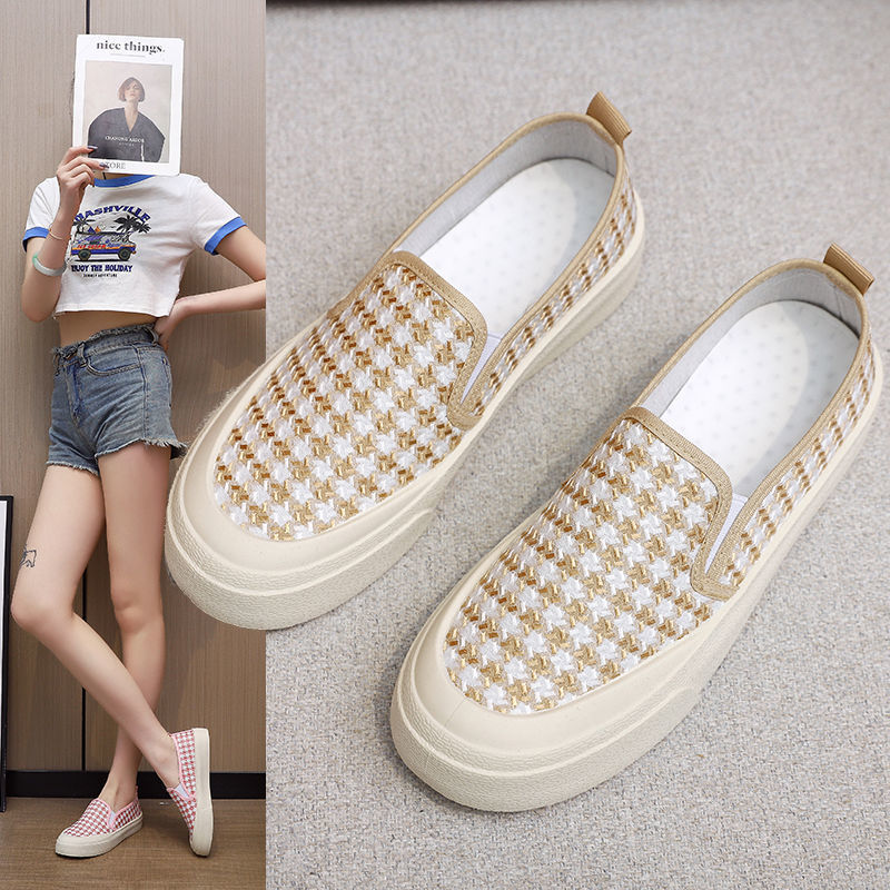 spring and autumn new korean style stylish women‘s shoes canvas shoes casual and comfortable slip-on slip on student shoes factory wholesale