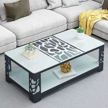 简约现代铁艺烤漆钢化玻璃茶几家用客厅办公时尚创意小户型方形桌