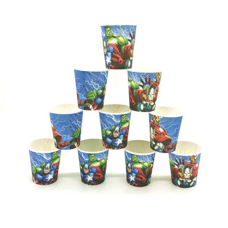 Avengers Children Birthday and Holiday Party Suit Pennant Paper Cup Paper Pallet Mask Party Tableware Set