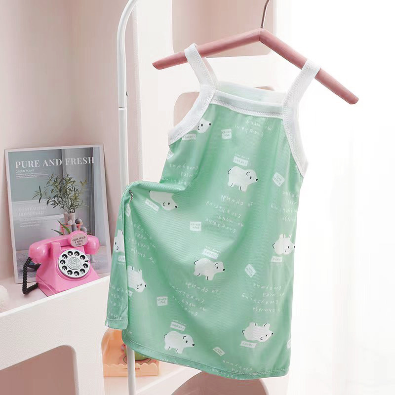 Girls' Summer 2023 New Strap Dress Children's Floral Ice Silk Princess Dress Free Shipping