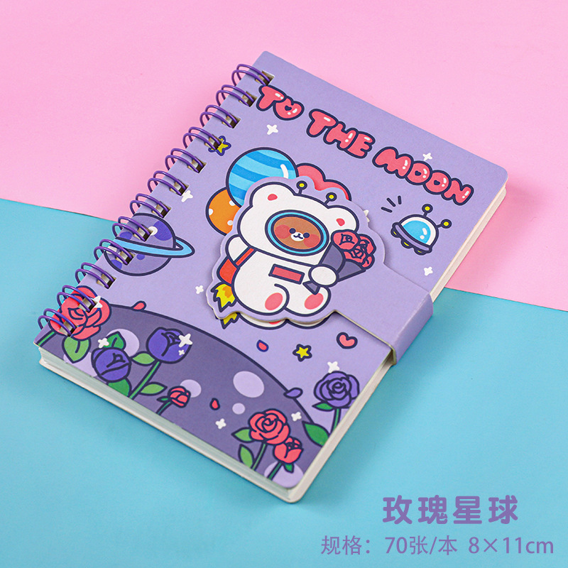 Cartoon Magnetic Buckle Coil Notebook Student Mini-Portable Pocket Notepad Cute Creative Notebook Stationery Notebook