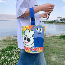 时尚帆布包女大容量水桶包手提袋新款韩风卡通饭盒袋小包一件代发