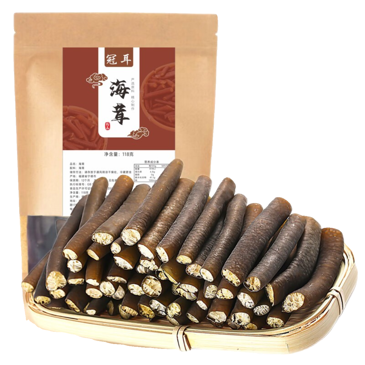 冠耳海笋干海茸干货海菜冰笋海松茸海龙筋海鲜素食凉拌菜118g干货