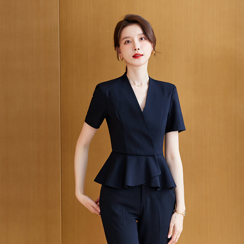 短袖美容师工作服女高端珠宝店职业装套装时尚气质酒店前台工装夏