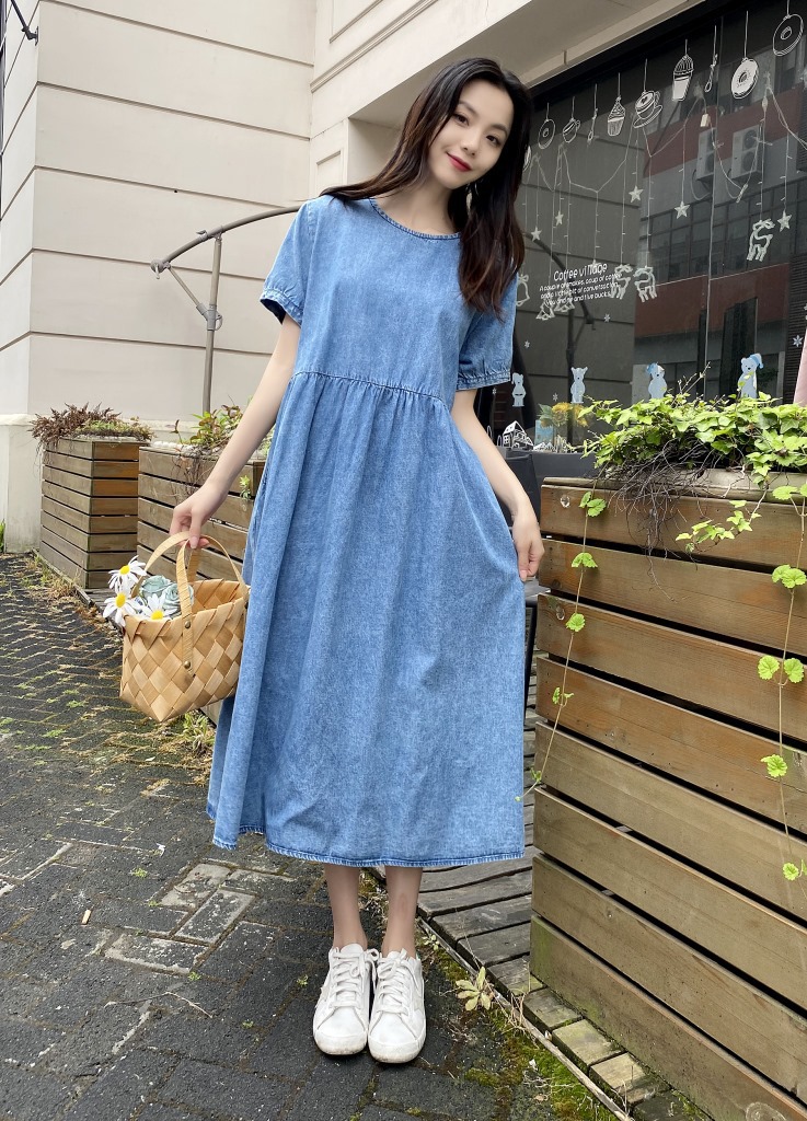 新款夏季牛仔连衣裙图片