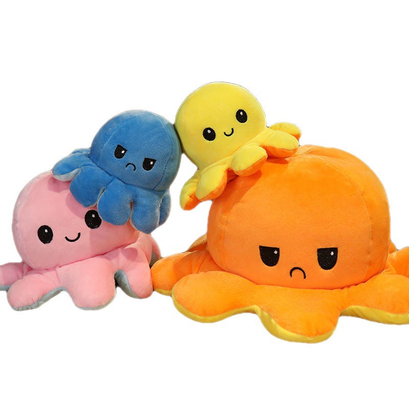 娃娃公仔批发包邮网红双面章鱼小公仔八可翻转变脸玩偶生日礼物女