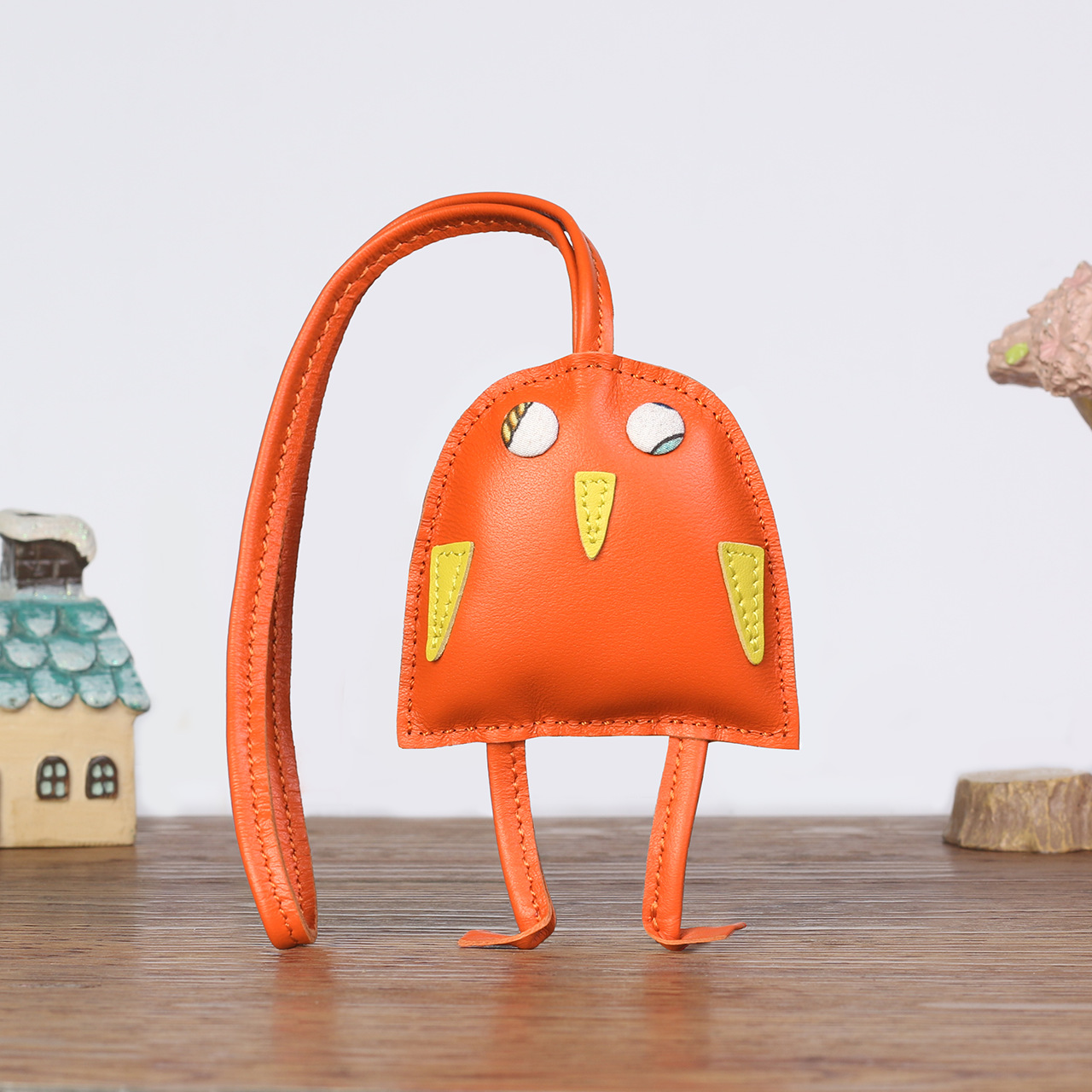 爱马仕包包挂件hibouton charm吊饰真皮包包挂饰女手工汽车挂件女