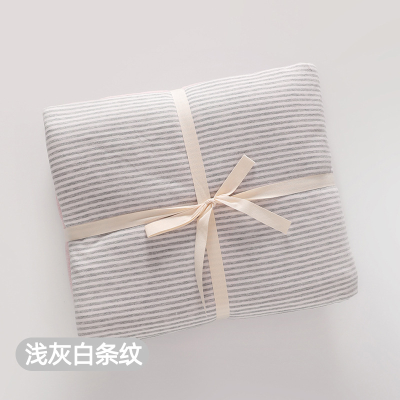 Japanese Style Cotton Fitted Cover Four-Piece Knitted Cotton Tianzhu Cotton Single Double Bed Supplies