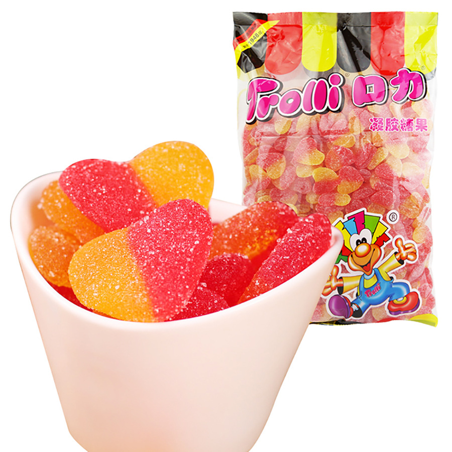 酸桃心形橡皮糖 德国trolli口力qq水果软糖可爱糖果散称5斤