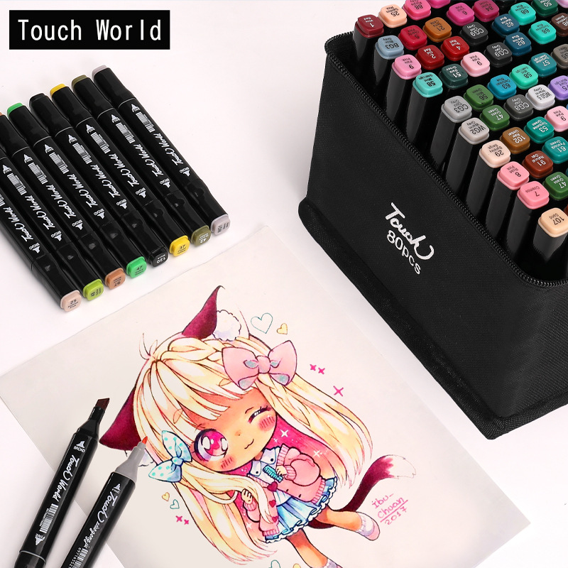 Authentic Touch Double-Headed Marker Pen Set Alcohol Oily Watercolor Pen Painting 60 Colors 80 Colors 262 Colors Marker Pen