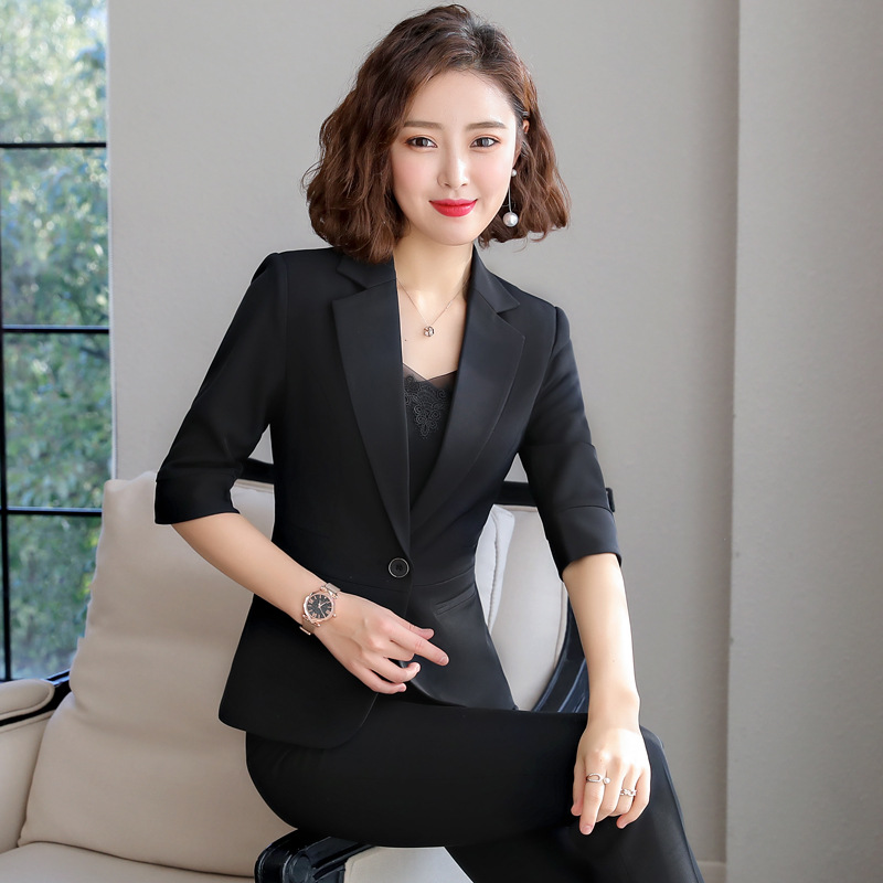 春夏季西服套装女ol工作服职业装女时尚气质正装大学生面试中袖