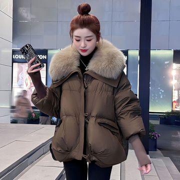 冬季网红爆款大毛领羽绒棉服女装2024新款加厚保暖时尚棉衣女棉袄