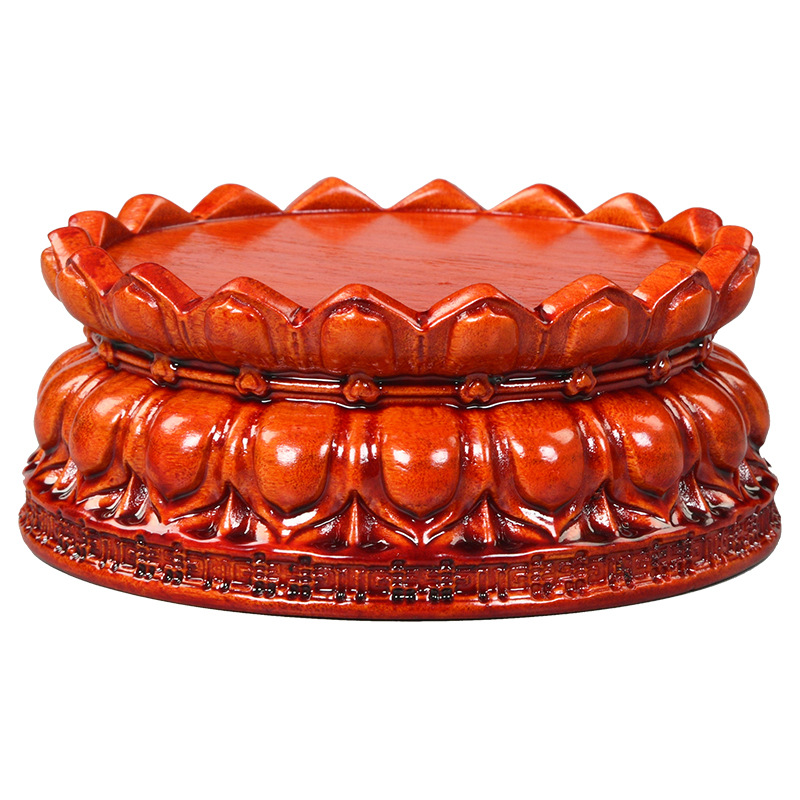 批发红木佛像菩萨观音底座实木圆形木雕摆件加高莲花座莲花台供佛