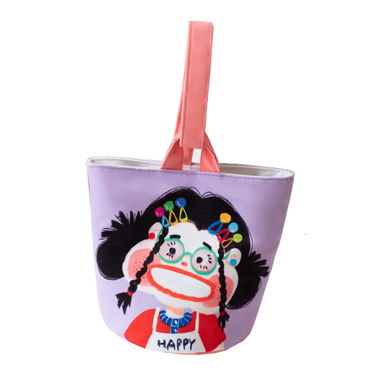 2023 Summer New Women's Portable Bucket Bag Female Student Cartoon Funny Special-Interest Design Underarm Bag Female Small Bag