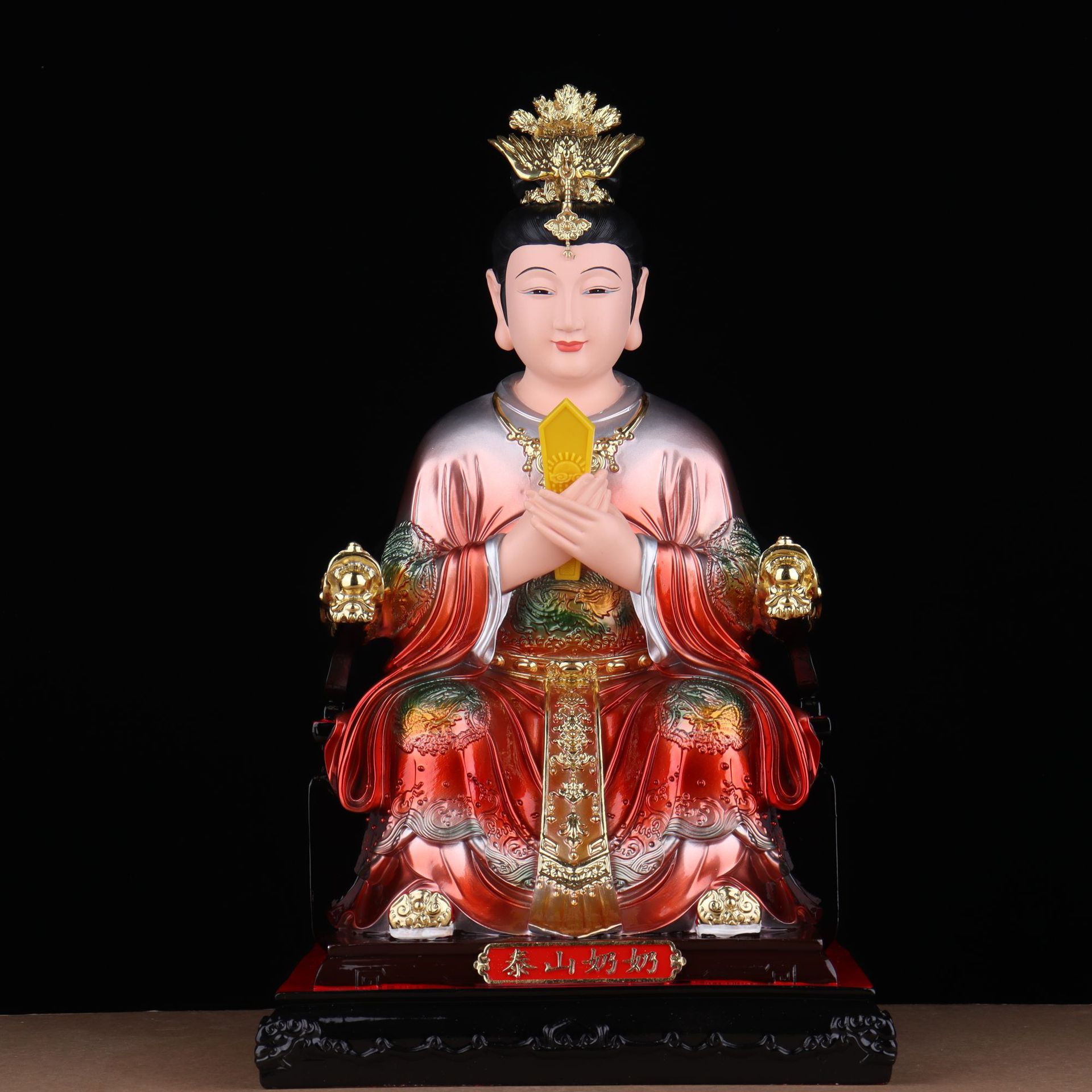 树脂彩绘泰山奶奶圣母神像碧霞元君岳泰老母娘娘佛像家用供奉摆件