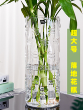 萨迪特大号落地富贵竹花瓶摆件玻璃透明水养水培直筒家用客厅插花