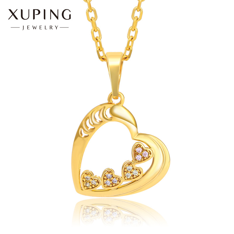 xuping jewelry new japanese and korean fashion heart-shaped hollow pendant korean style niche design sweet love pendant female