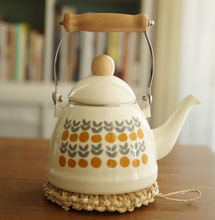 老麦【自制】日式复古小清新小橘子围炉煮茶搪瓷烧水壶茶壶凉水壶