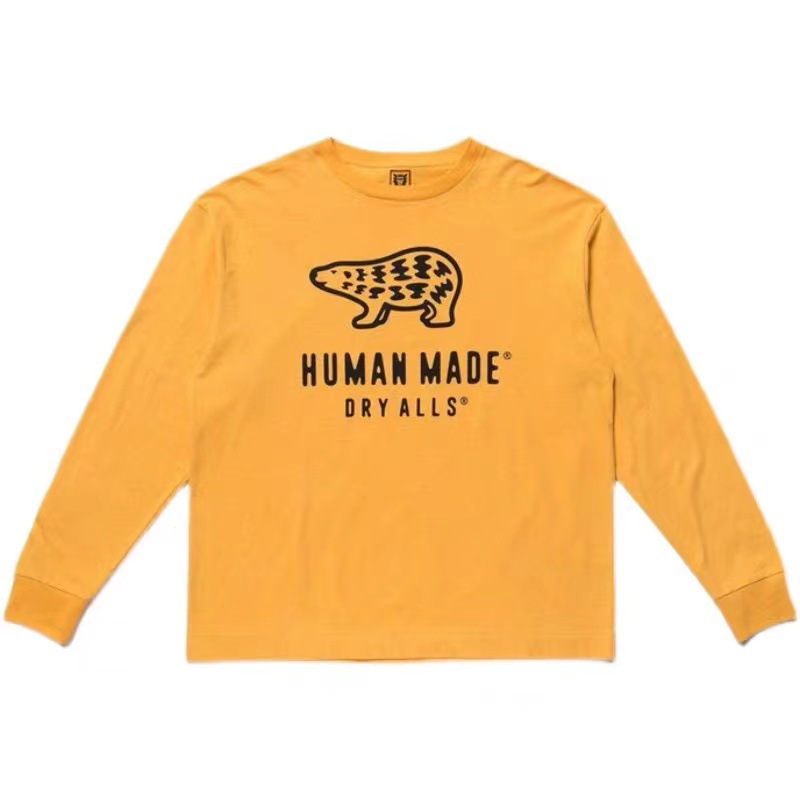 正确版 humanmade 日潮北极熊男女宽松圆领打底衫情侣长袖t恤