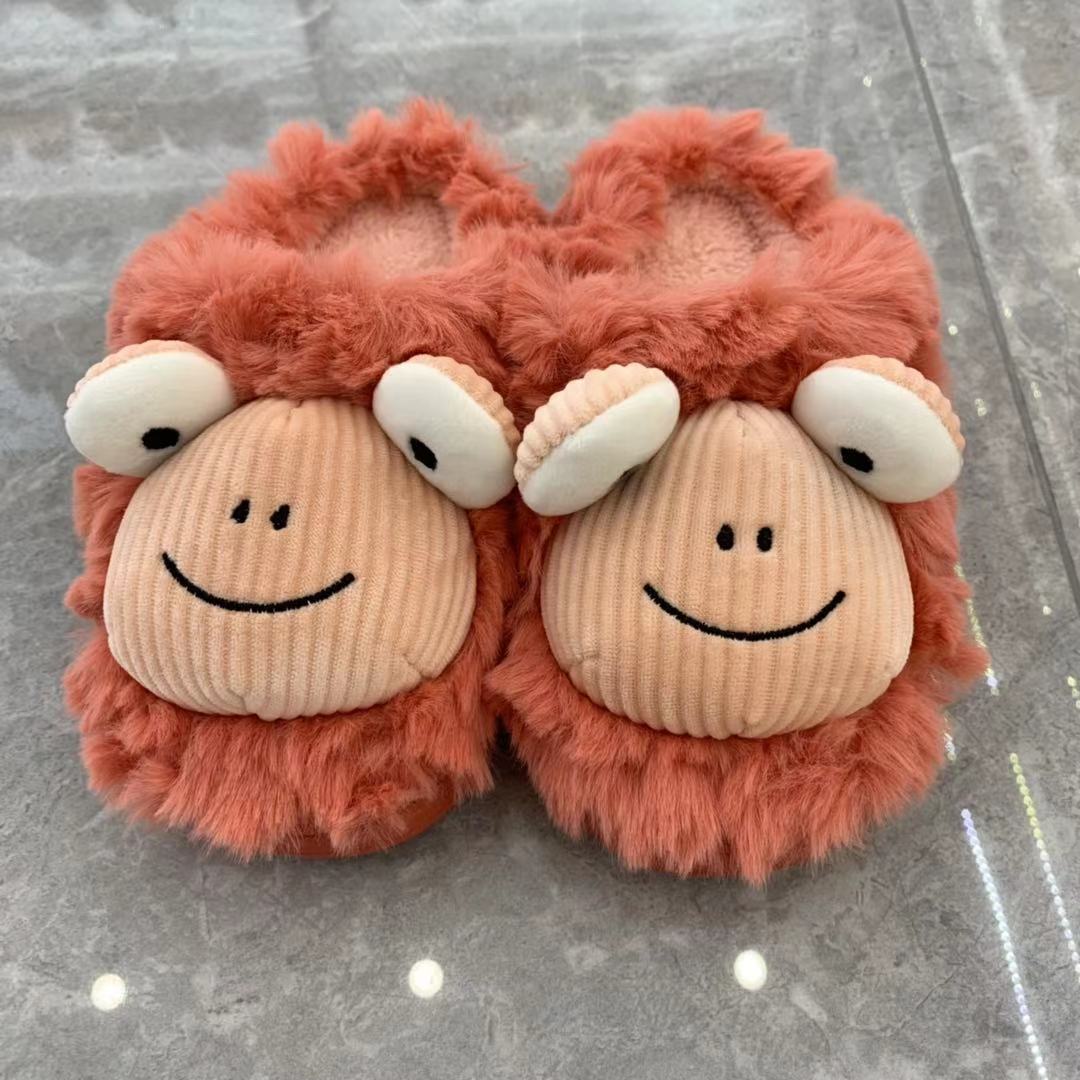 2021儿童拖鞋秋冬新品男女中大童尺码可爱动物造型青蛙保暖棉拖鞋