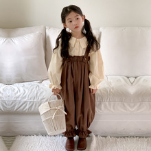 女童背带裤套装 儿童 小天使时尚韩系娃娃领两件套 2023秋季新款