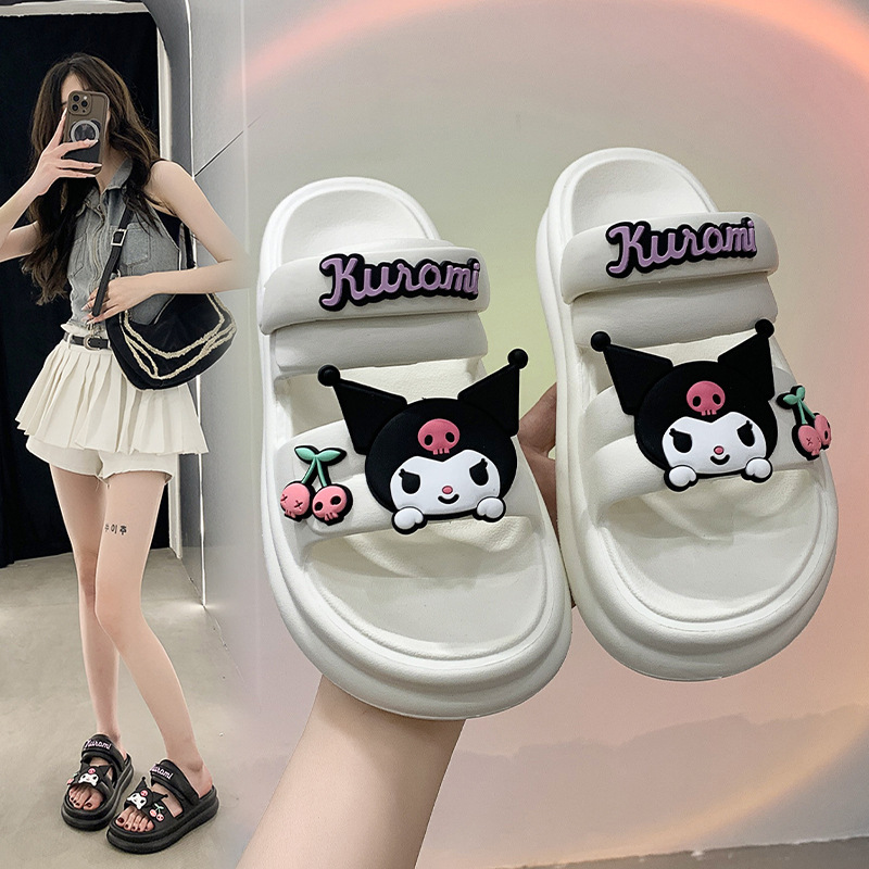 踩屎感拖鞋女款夏季外穿2024新款可爱库洛米时尚厚底两穿凉鞋