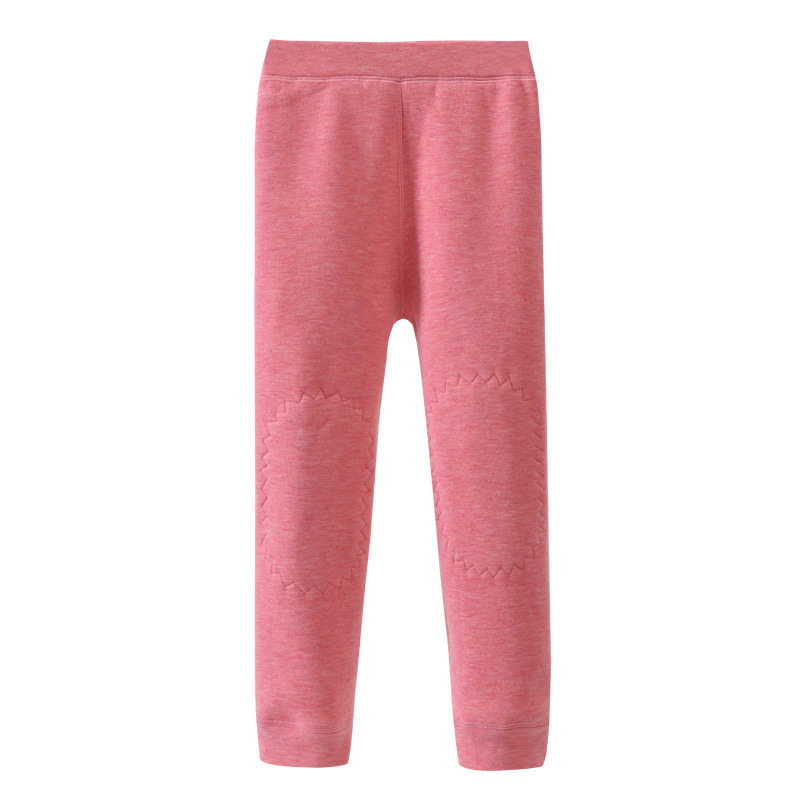 Children's Warm Pants Autumn and Winter Girls Fleece-Lined Thickened Knee Pad Cotton Pants School Uniform Leggings Middle and Big Children Long Pants