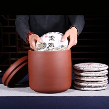 【滇匠】云南建水紫陶茶叶罐大号茶缸水缸陶瓷家用存茶缸普洱茶罐